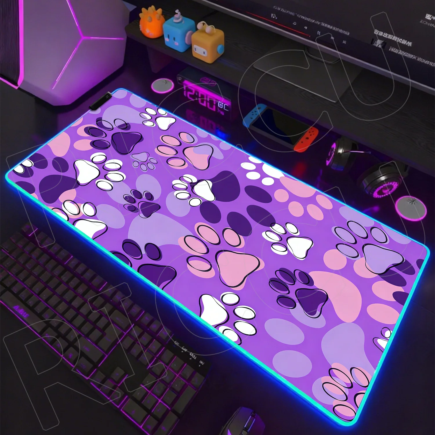 RGB HD Printing Heart shaped Gaming PC Accessories XXL Mouse pad Rubber Keyboard Computer Game Desk Protective Mat LED Mousepads