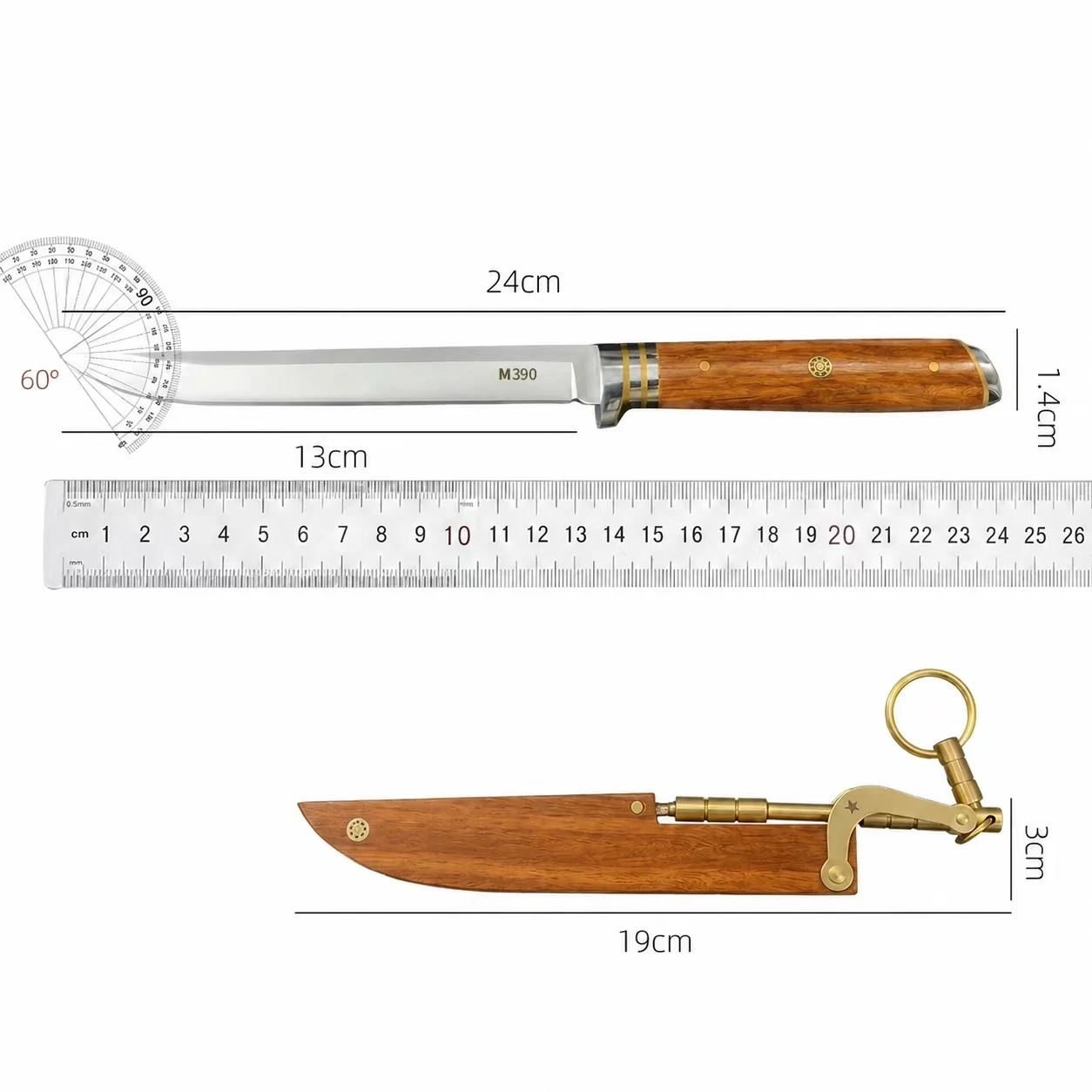 M390 Kitchen knife Fixed blade with wooden handle kitchen accessories Multifunctional Cutting Meat Vegetables and Boning knife - view 6