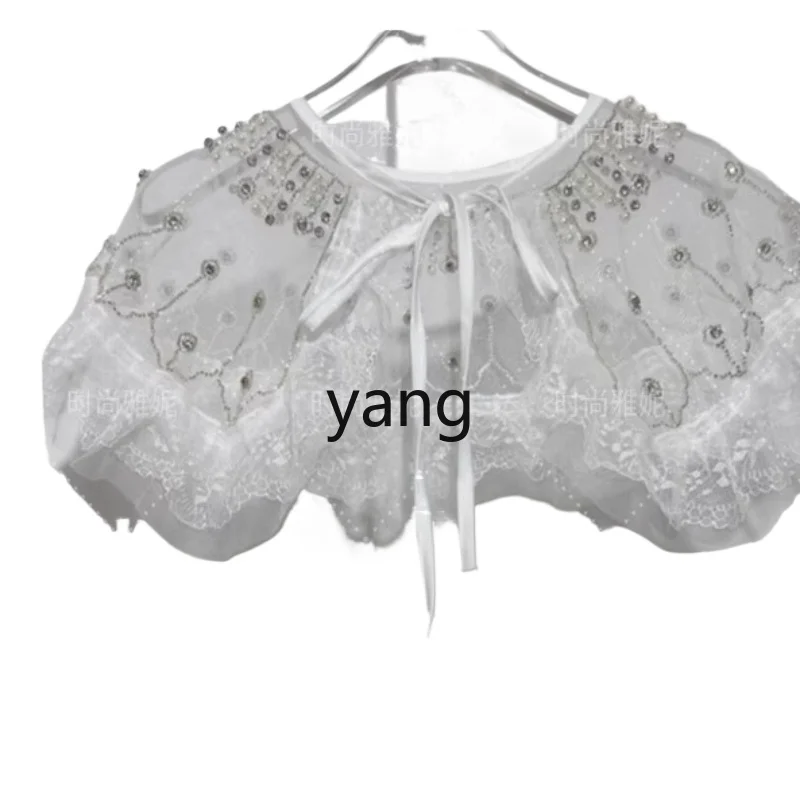 

LMM light luxury lace mesh heavy industry beaded shawl with cheongsam wedding dress