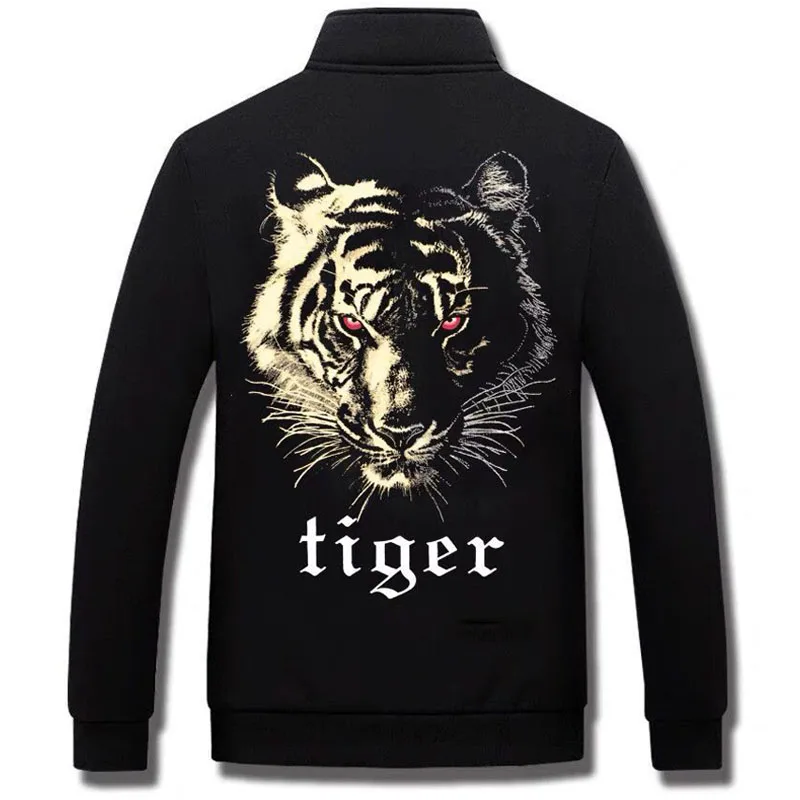 Chaqueta de Cachemira con estampado de tigre para hombre, chaqueta deportiva informal gruesa de felpa, ropa de calle, otoño e invierno, novedad de 2022