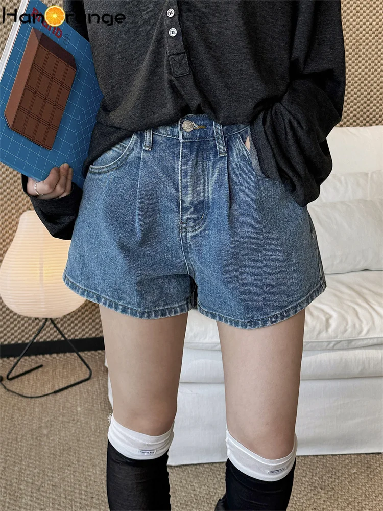 

HanOrange 2026 Summer Retro Spicy Style High Waist Ultra Short Jeans Women Fashion Denim Shorts Black/Blue