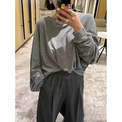 LUXURY Wool Top Three Color Loose Version Lazy Style Round Neck Long Sleeved Shirt 2024 Early Autumn New Relaxed Feeling