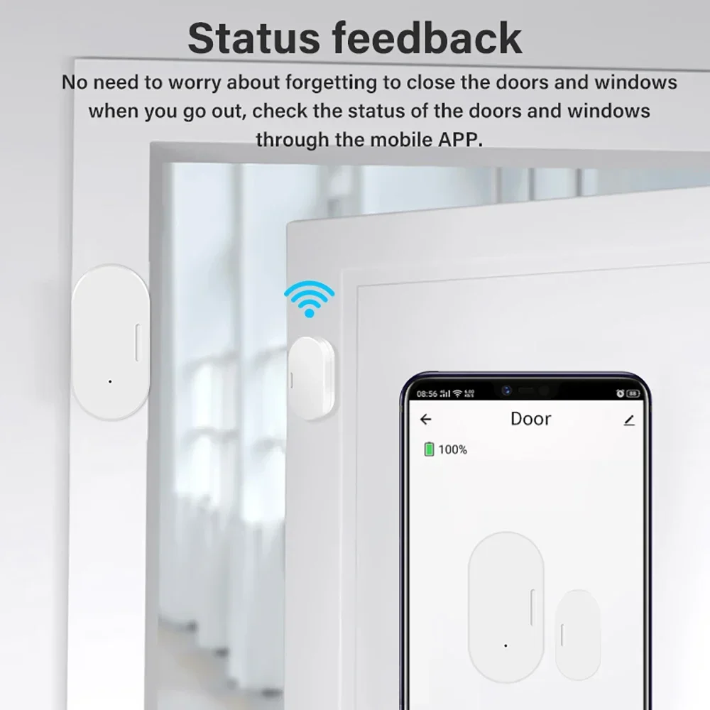 Imagem -04 - Tuya Zigbee-sensor de Porta Inteligente Detectores Abertos e Fechados Proteção de Segurança Doméstica Smart Life Controle Via Alexa e Google Home