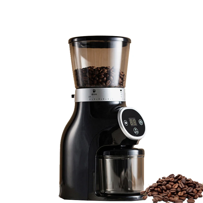 Anti-splash Conical Burr Coffee Grinder Machine 31 Gear LCD Digital Control Electric Coffee Beans Grinding Milling