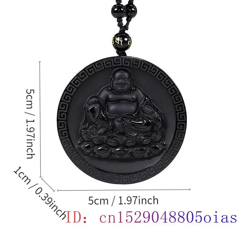 Obsidian Maitreya Pendant Natural Necklace Black Real Buddha Amulet Gift Stone Accessories Luxury Pendants Jewelry Vintage