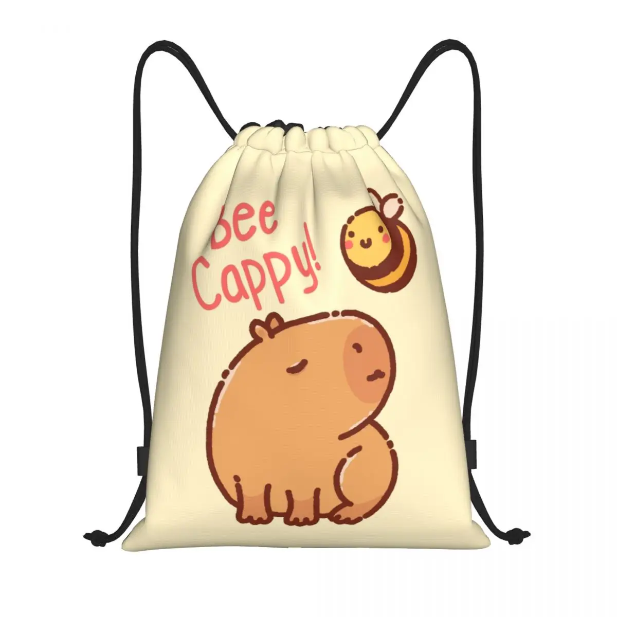 

Рюкзак с изображением пчелы и капибары на шнурке для женщин и мужчин, спортивный спортивный рюкзак, портативный тренировочный мешок для подгузников пчел