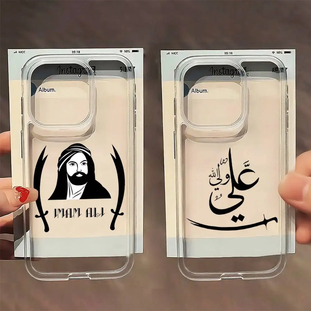

Islamic Hz Ali Scimitar Phone Case For iPhone 16,15,14,13,12,11 Pro,Max,Plus,X,XS,XR,SE,Mini Transparent Silicone Soft