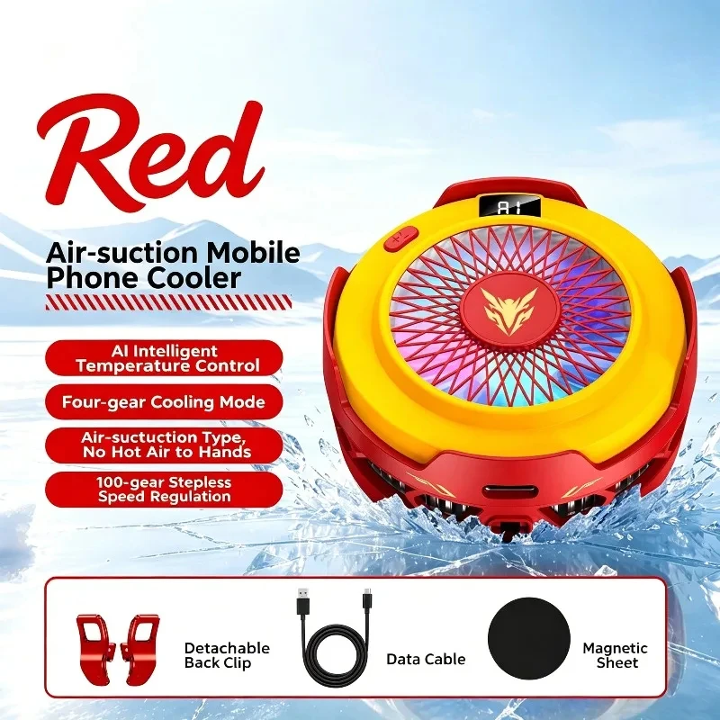 K59 Magnetic Back Clip Phone Cooler Semiconductor Cooling Digital Display & RGB Light Cooler For Gaming And Live Streaming
