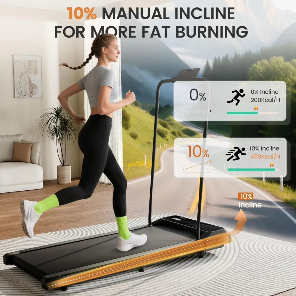 جهاز مشي محمول بقوة 2.5 حصان تحت المكتب مع مقابض يدوية وميل 10% قابل للتعديل للمشي والتمرين