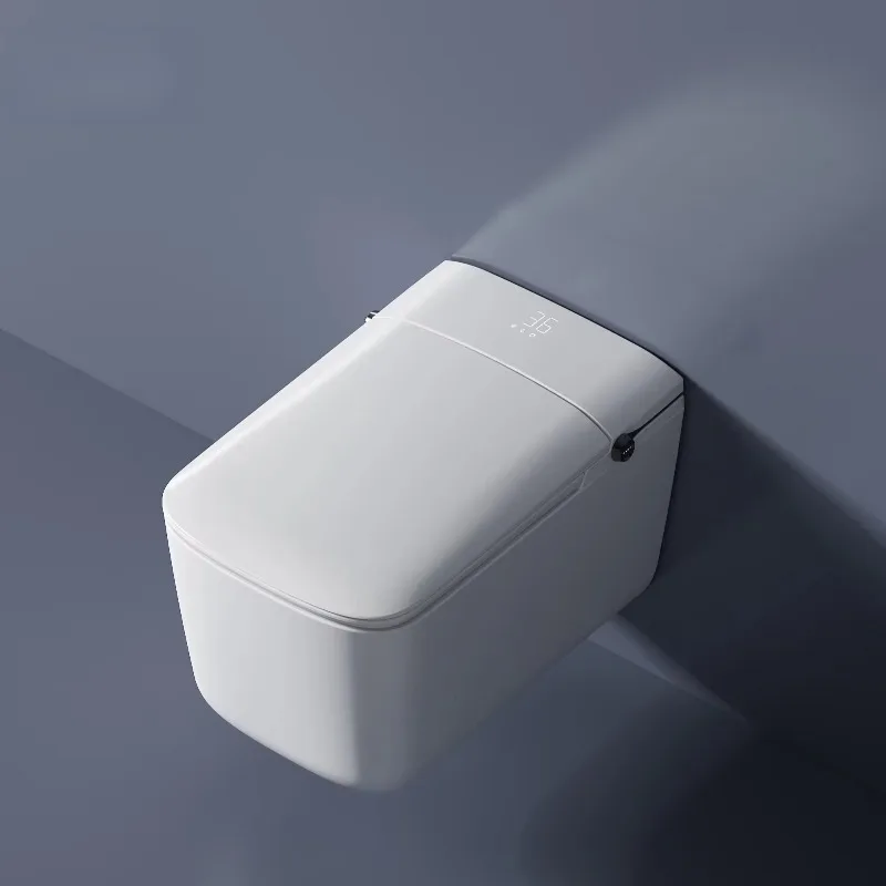 Modern Luxury Square Wall-Mounted Smart Toilet AI Voice Remote Control Automatic Foot Sensor Flush Advanced Seat Heating