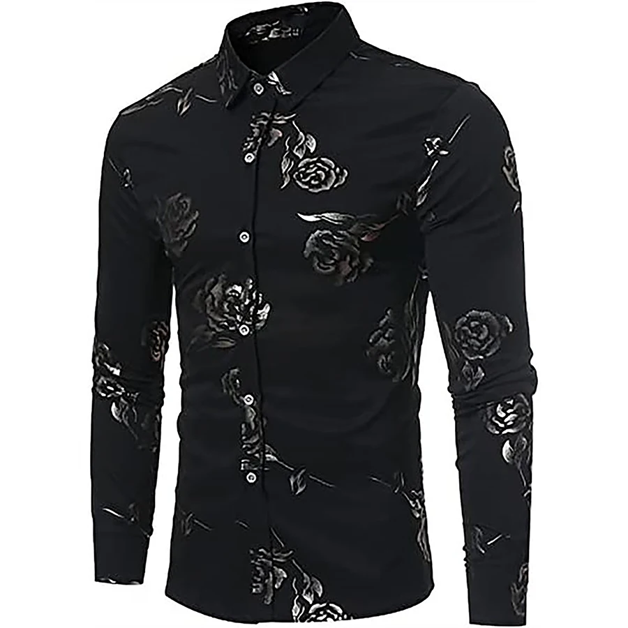 Floral Hawaiian Shirts Men Fashion Shirt Long Sleeve Beach Blouse Men\'s Clothing Vocation Blouses Male Camisas Flower