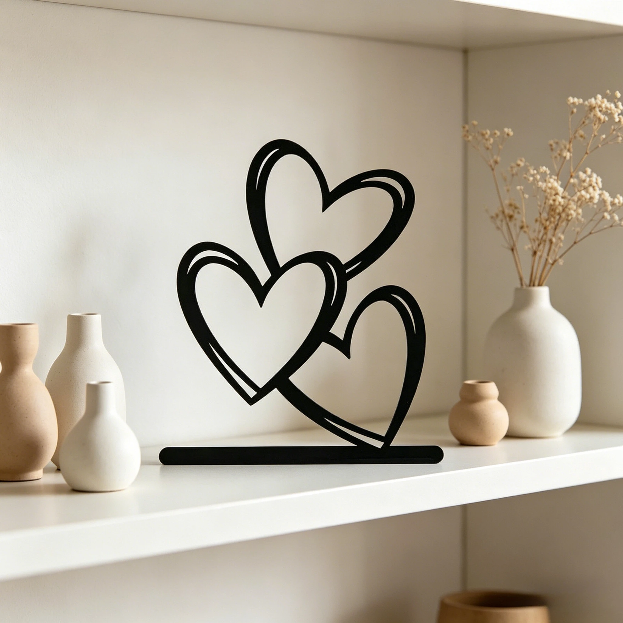1pc Minimalist Heart Desktop Decor Metal Love Ornament Coffee Table Study Desk Home Decoration for Housewarming Valentine Gifts
