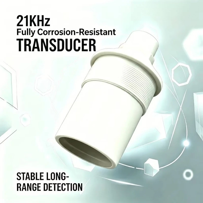 21KHz PTFE Anti-Corrosion Split Ultrasonic Transducer 1-25m Long Range Industrial Liquid Level Sensor Probe
