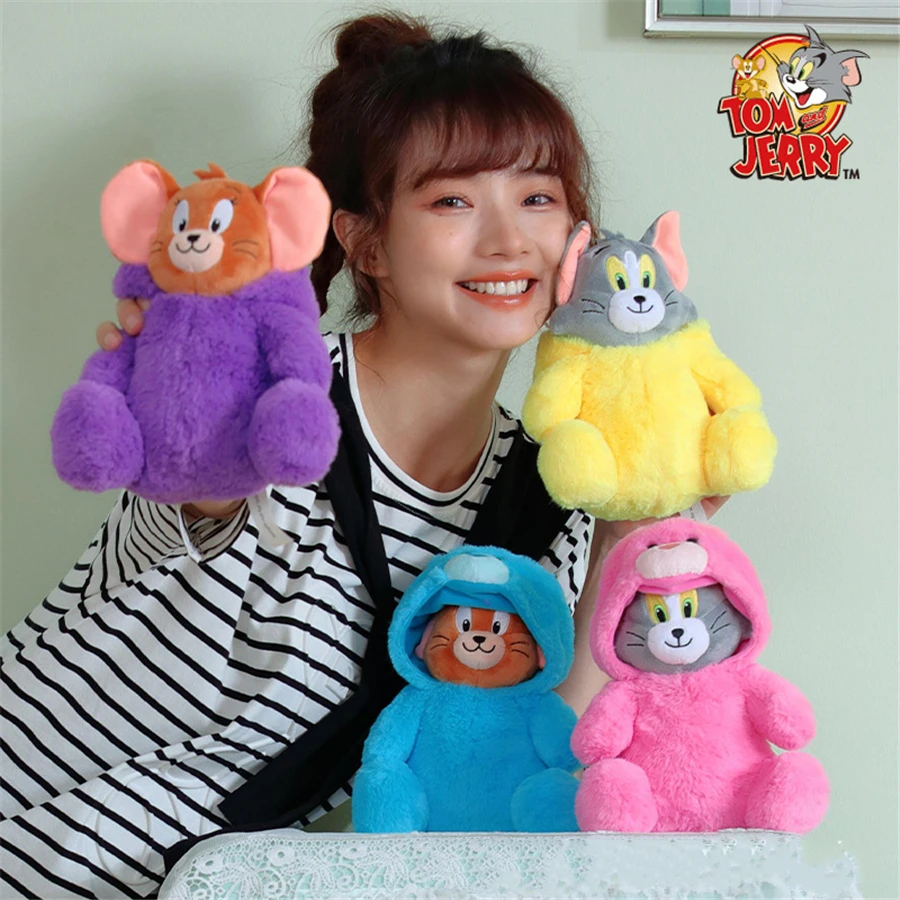 Original Tom and Jerry Stuffed Toy Cosplay Bear Clothes Cartoon Movie Cat Mouse Plushies Stuffed Animals Doll Toys Gift