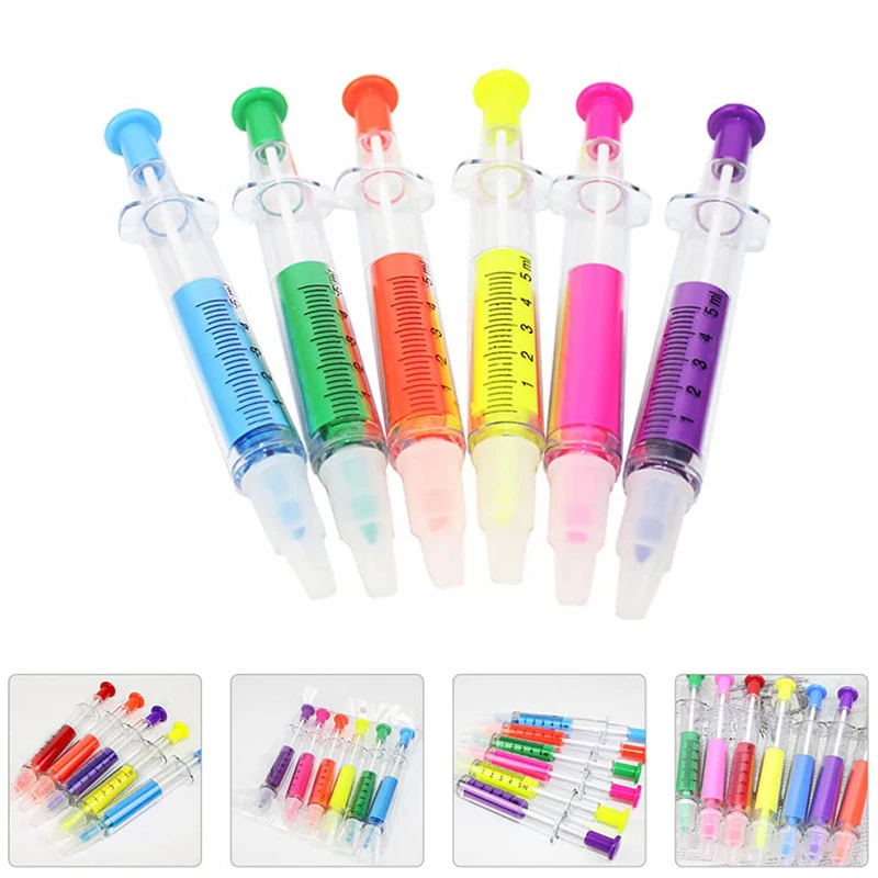 Imagem -05 - Seringa Shaped Highlighters Canetas para Tomar Caneta de Escrita Canetas Marcadoras 60 Pcs