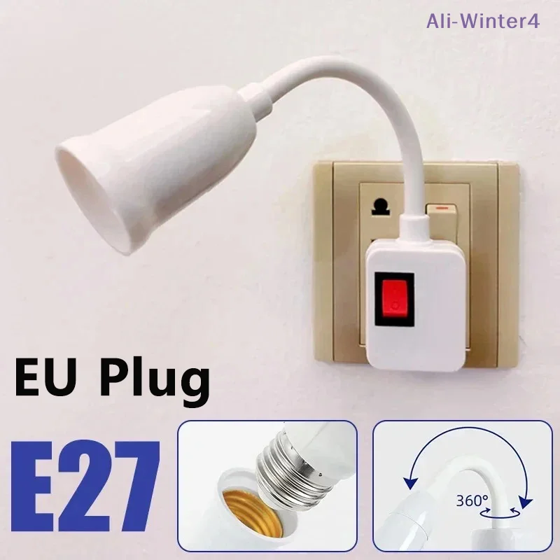 

【Winter4】Настольная лампа LED с поворотной головкой E27, держателем лампочки, выключателем, вилкой EU и гибким шлангом из нержавеющей стали