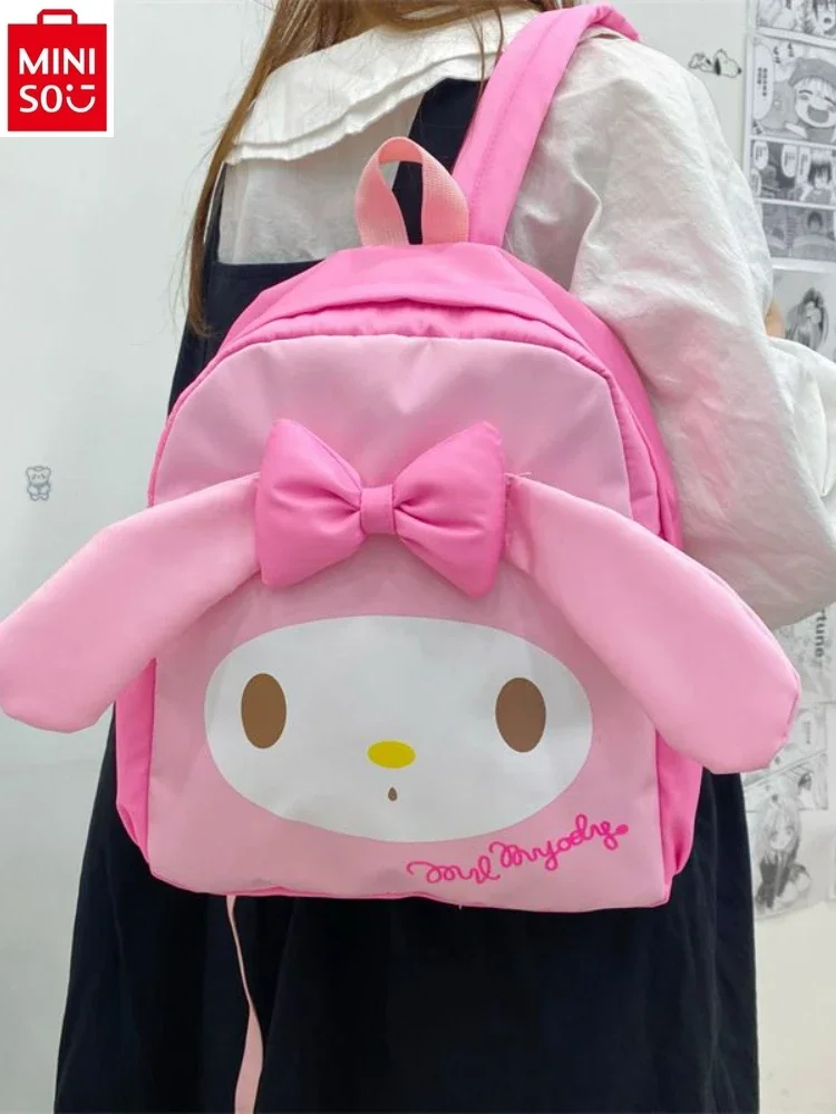 MINISO 2024 новый высококачественный нейлоновый мультяшный рюкзак Kuromi рюкзак для студентов большой емкости для хранения модный рюкзак