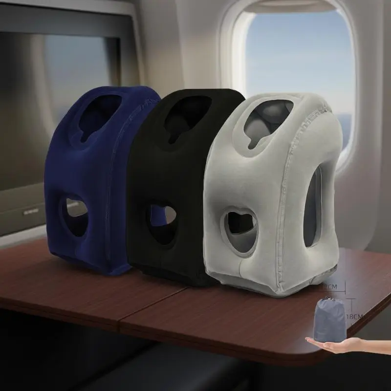 Portable Inflatable Hand-Washable Cover Travel Neck Pillow For Airplane Car Bus Train Office Nap Camping