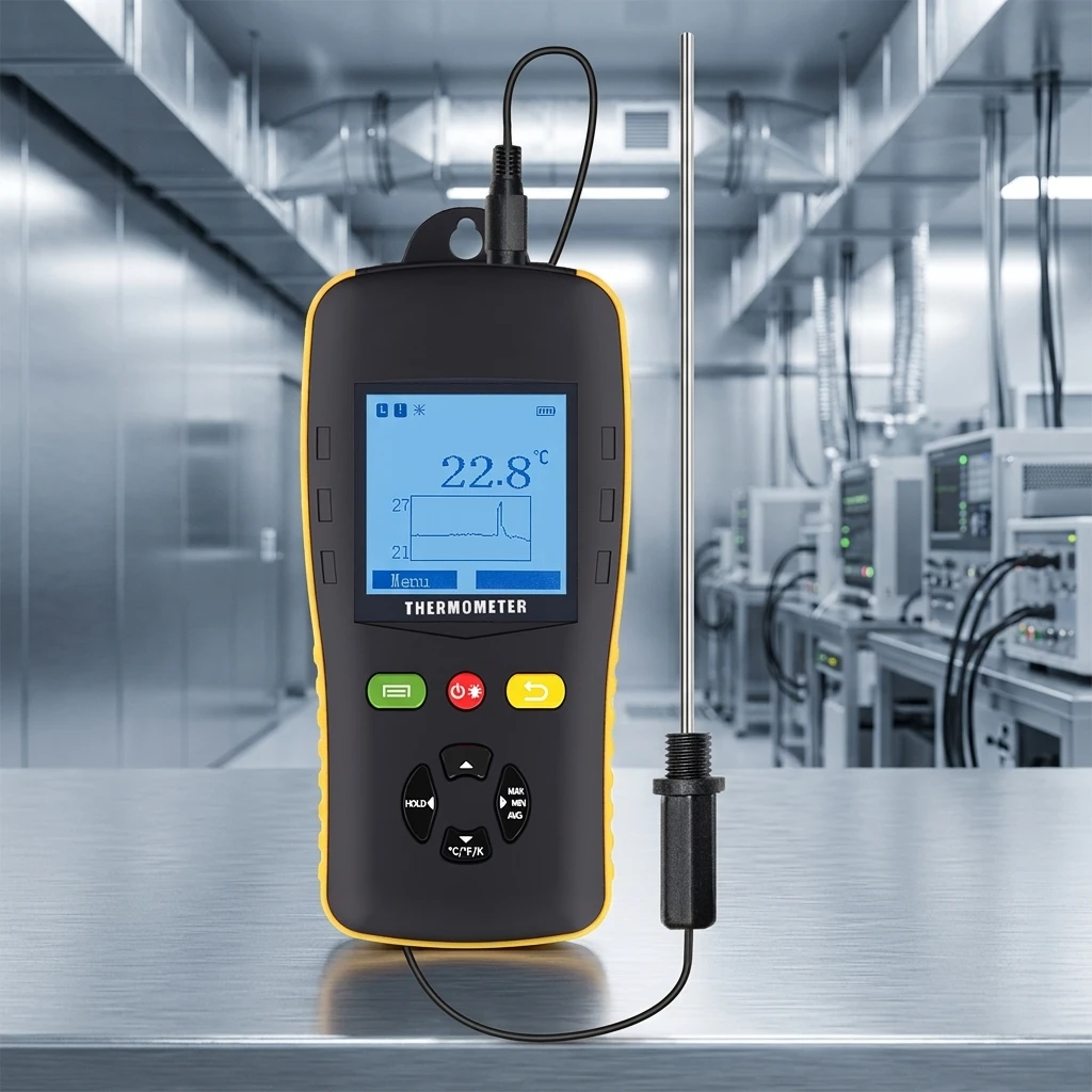 PT100/1000 SingleChannel Thermocouple Thermometer High Precision Industrial Temperature Data Logger Digital Display