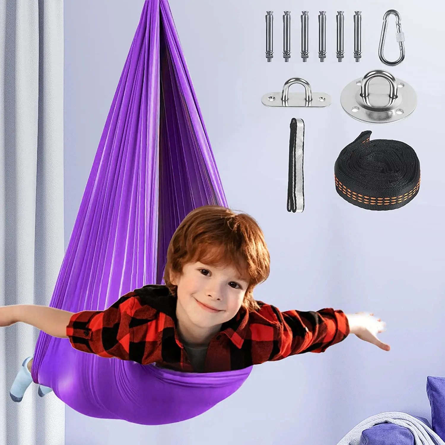 1.5*2.8M Aerial Yoga Hammock Yoga Swing Set High Quality Aerial Silk Fabric Yoga Strap Fixed Tray Suitable for Fitness Indoor