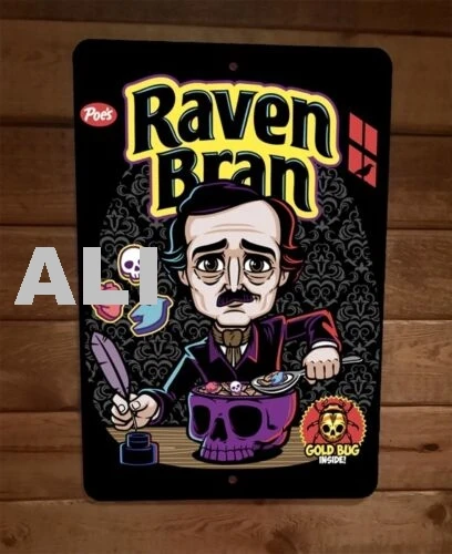 Edgar Allan Poe Raven Bran Cereal 8x12 Metal Wall Sign sign