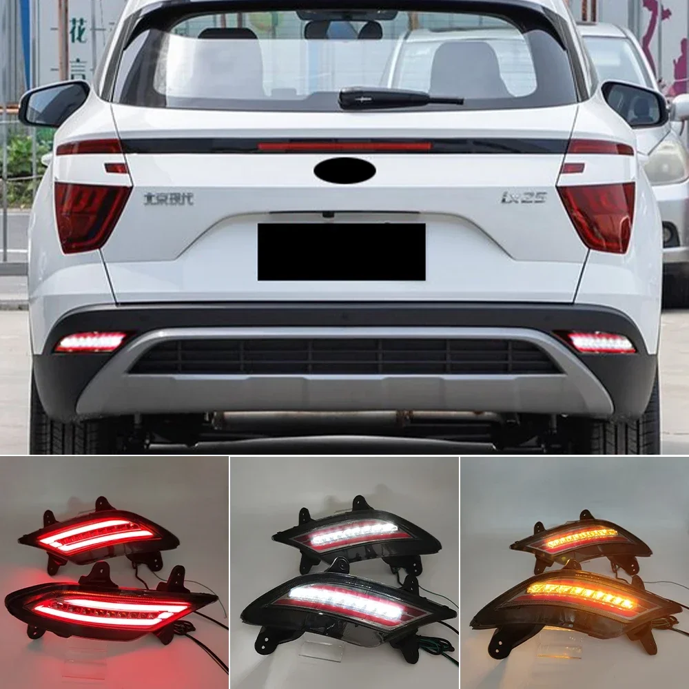 New！ 2PCS Led Reflector driving lights For Hyundai Creta IX25 2020 2021 Brake Lights rear bumper lamp Turning Signal lamp