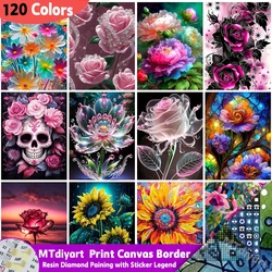 Floral Sunflower 120 Colors Diamond Painting Print Canvas Border Sticker Legend Flower Embroidery Handmade Gift Wall Decor Home