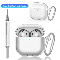 Transparent Case for AirPods 4 Earphone Soft TPU Clear Protective Cover with Cleaner Kit Keychain for AirPods4 Accessories
