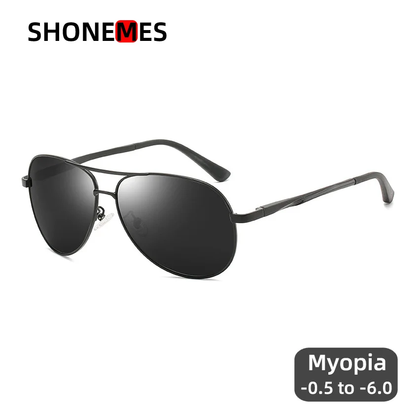 

Shonemes Pilot Myopia Sunglasses Retro Double Bridge Shortsighted UV400 Shades Myopic Glasses Diopters - 0.5 1 2 3 4 6.0 for Men