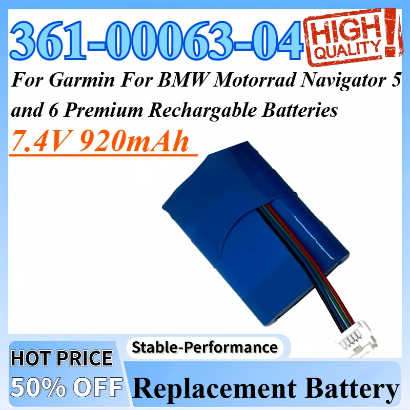 

7.4V 920mAh Replacement Battery 361-00063-04 For Garmin For BMW Motorrad Navigator 5 and 6 Premium Rechargable Batteries