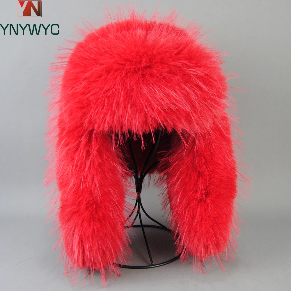 

Hot High-end Luxury Artificial Hat Unisex False Raccoon Fur Hat Lei Feng Cap Ear Cap Real False Fur Hat 100% Top False Hat