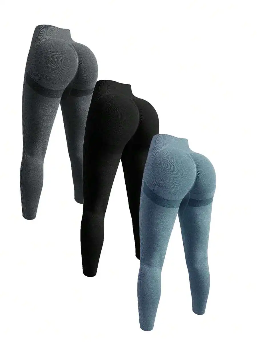 

High Waist Seamless Yoga Leggings 3 Packs, Soft Slim Stretch Pants for Fitness Daily Activewear