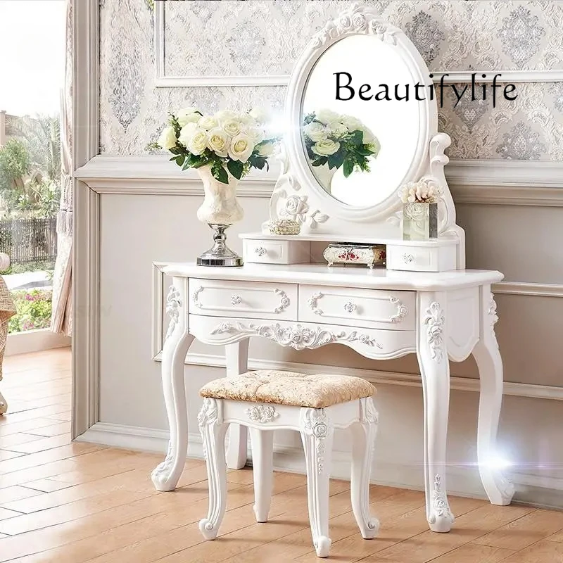 

White Dressing Table With Mirror And Stool Chest Of Drawers Makeup Tables European Dressers For Bedroom Furniture Makeup Vanity