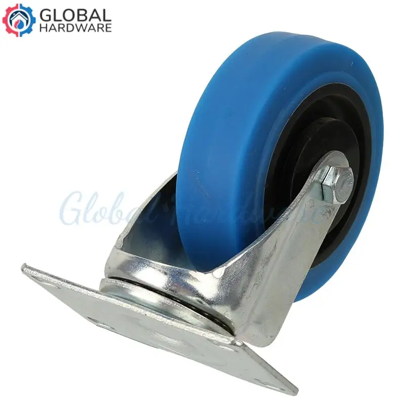 

4" Stainless Steel Caster Medium Blue TPR Twin Shaft Rubber Universal Roller Silent Design for Effortless Smooth Movement