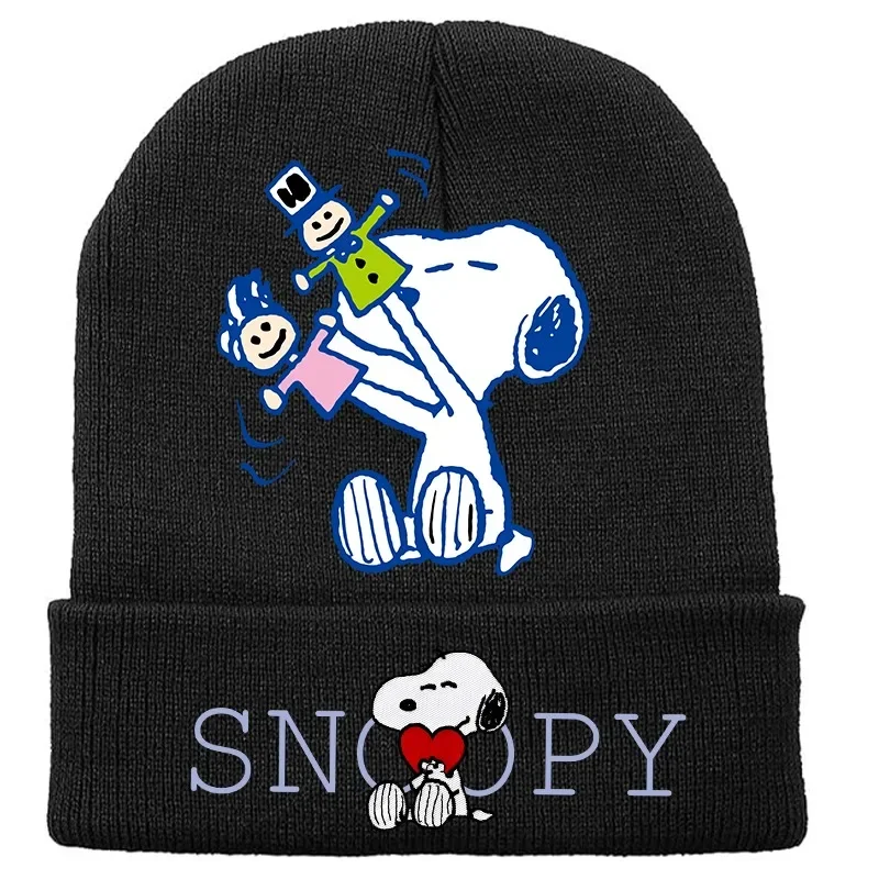 Snoopy Gebreide Muts Pinda's Figuur Afdrukken Muts Cartoon Anime Skullies Mutsen Comfortabele Kinderen Motorkap Kerstcadeaus