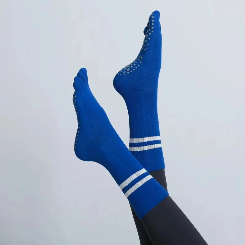 Women Breathable Yoga Socks Mid-tube Non-slip Five Finger Pilates Sports Sock Cotton Fitness Dance Ballet Indoor Floor Socks