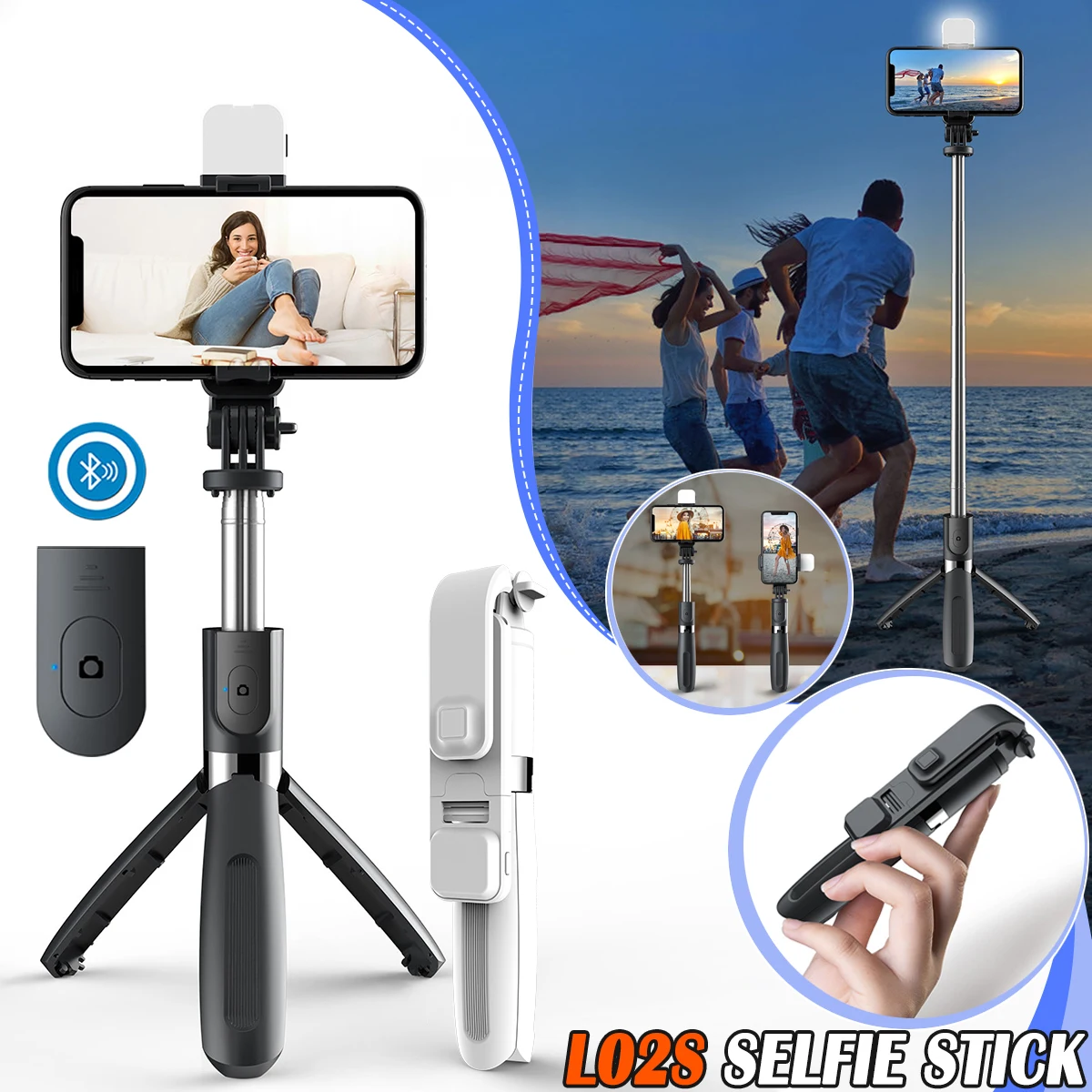 Селфи-палка L02s, 102 см, Bluetooth, 10 м