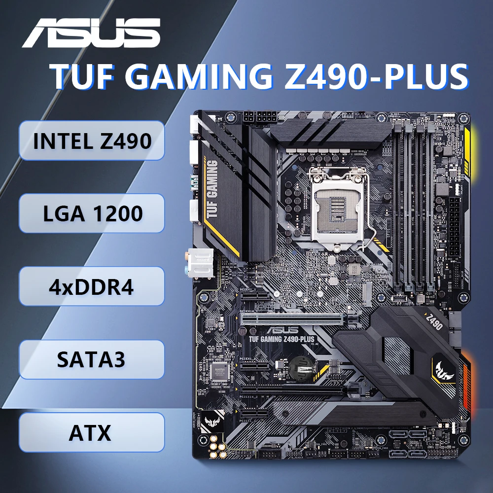 ASUS ASUS TUF GAMING Z490-Plus Motherboard Socket1200 Support the i9-10900K 10850K i7-11700K CPU with Intel Z490  4xDDR4 ATX