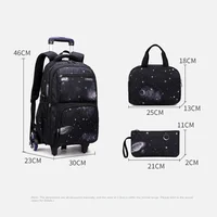 School Bag Kids Rolling Backpack for Boy Wheeled Backpack School Bag With Wheels Trolley Bookbag Carry on Luggage with Lunch Bag 6