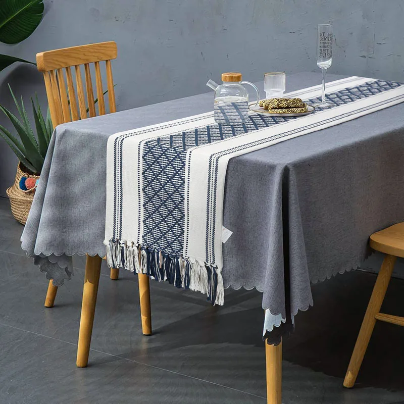 Bohemian Style Cotton and Linen Tassel Table Runner Fashion Home Decoration Table Runner Simple Pattern TV Cabinet Cover Towel