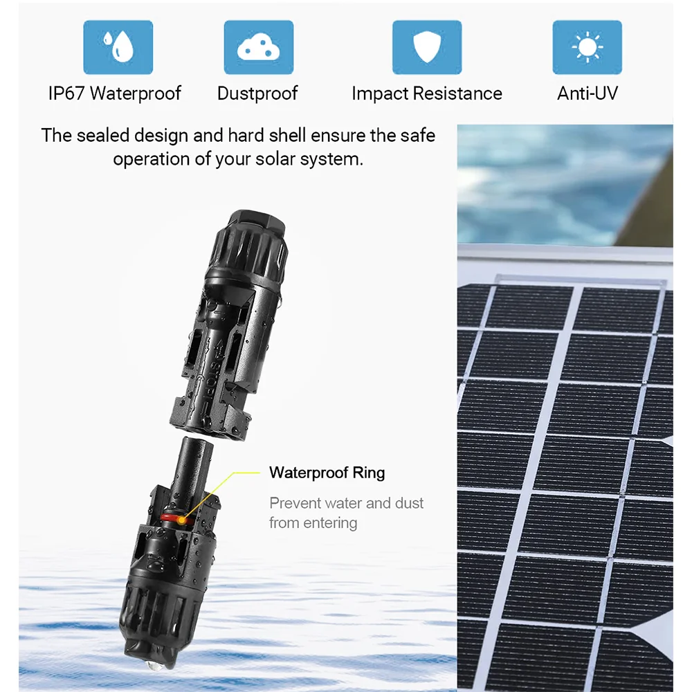 Solar Connectors to DC5.5mm x 2.5mm 16AWG Adapter Cable Solar Panels Connector for Portable Power Station and Solar Generator