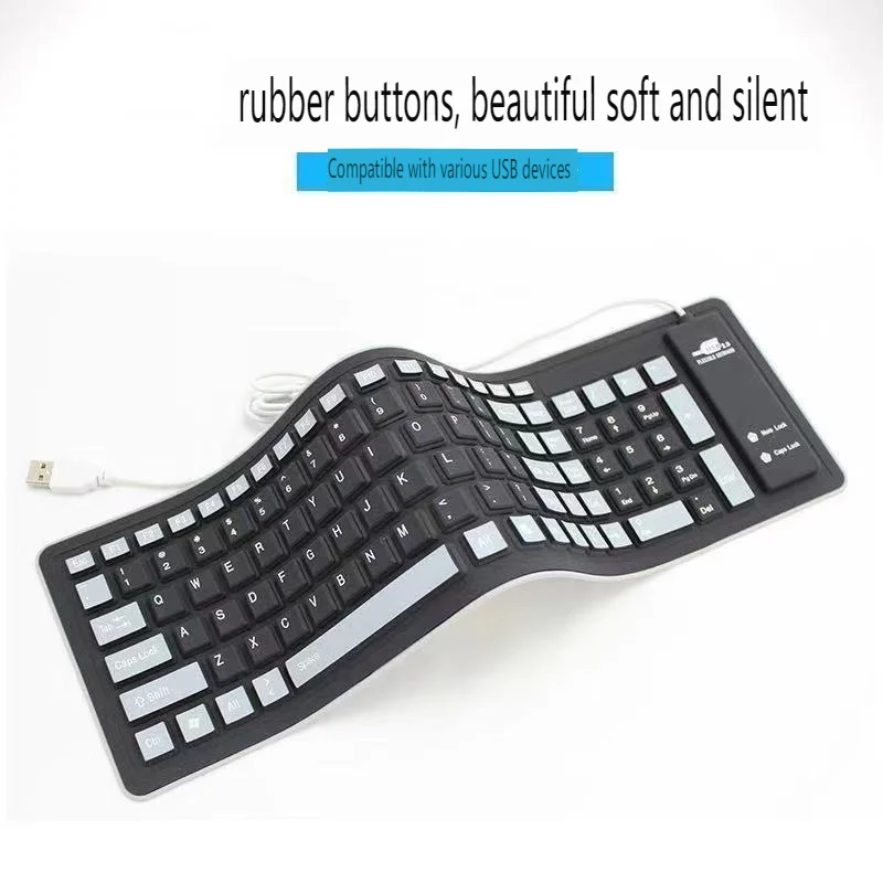 Flexible USB Wired Keyboard Silicone Mute Waterproof Folding Keyboard For PC Laptop  Desktop Windows  folding Computer keyboard