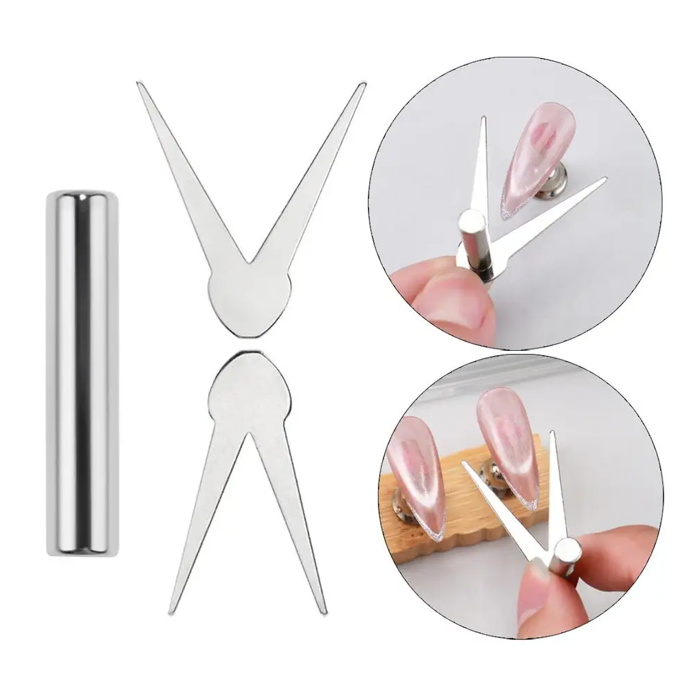 أداة مغناطيسية احترافية لفن الأظافر مزدوجة الأطراف - لخطوط مانيكير فرنسية وطلاء جل عين القطة، مغناطيسي مطلي عالي التحمل