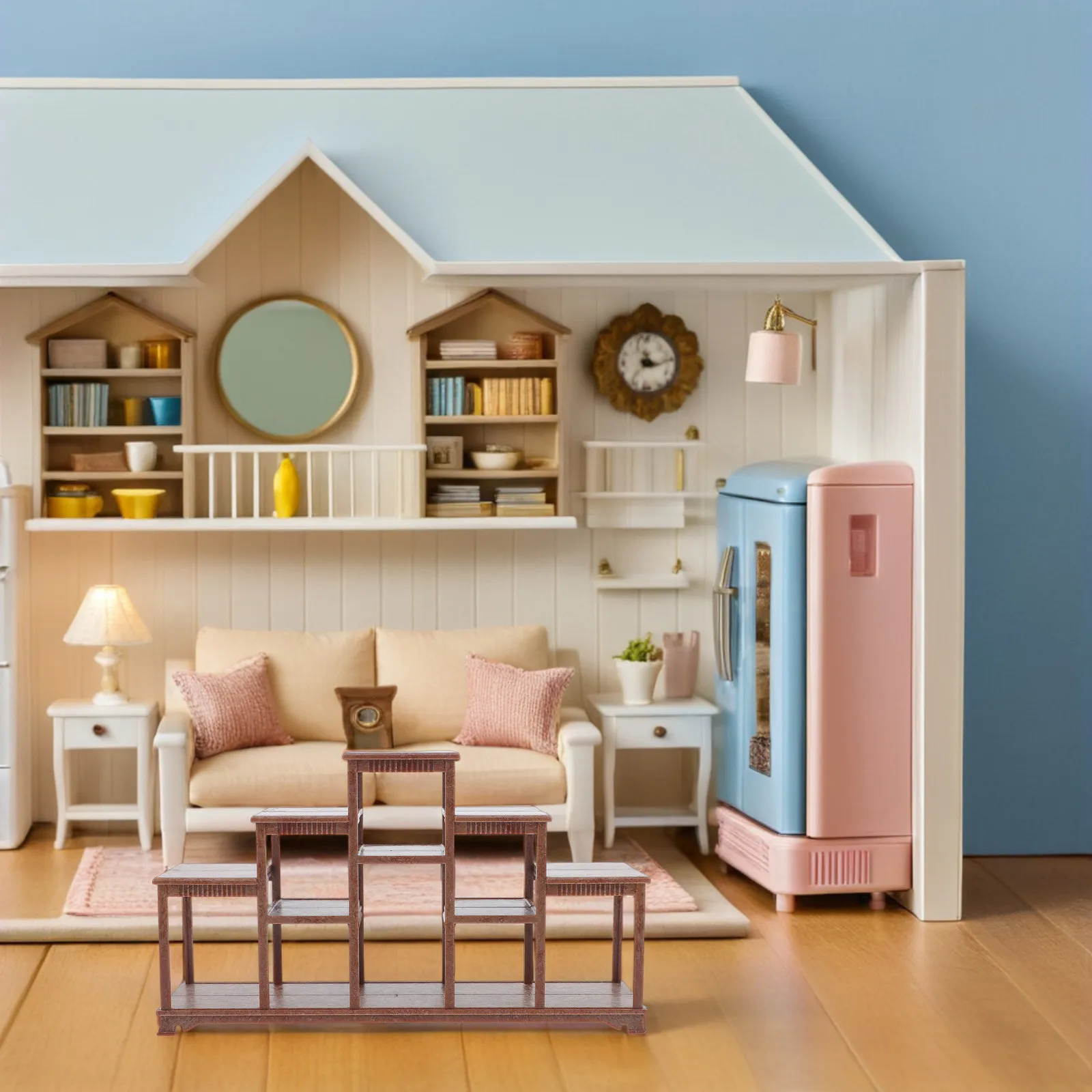 

Mini Plastic Dollhouse Shelf Decorative Bookshelf for Dollhouse Living Room Kitchen Playroom Creative Display Stand Elegant Tiny