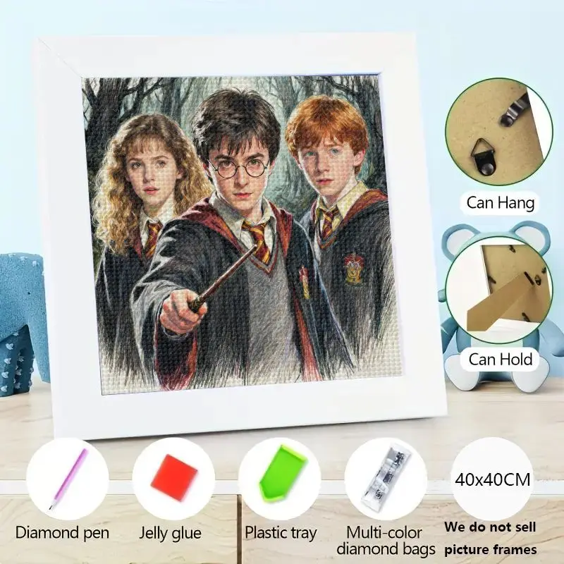 1 قطعة هاري بوتر هيرميون رون 5D DIY الماس طقم الطلاء ، الحفر الكامل معالج الفيلم السحري الفن ، تألق حجر الراين التطريز Ho