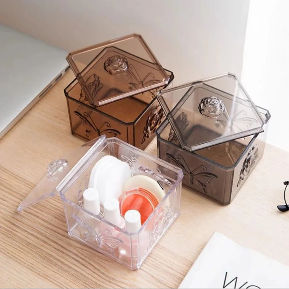 

Clear Cotton Pads Organizer Box Transparent Design For Makeup Cotton Swabs Storage Bathroom Holder Dustproof