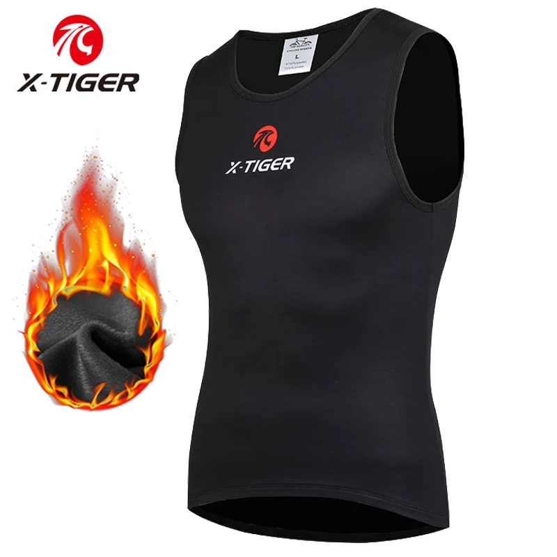 X-TIGER Winter Cycling Base Layer Sleeveless Fleece Sports Bike Jerseys Bicycle Keep Warm Sleeveless Shirt Warm Bike Underwear