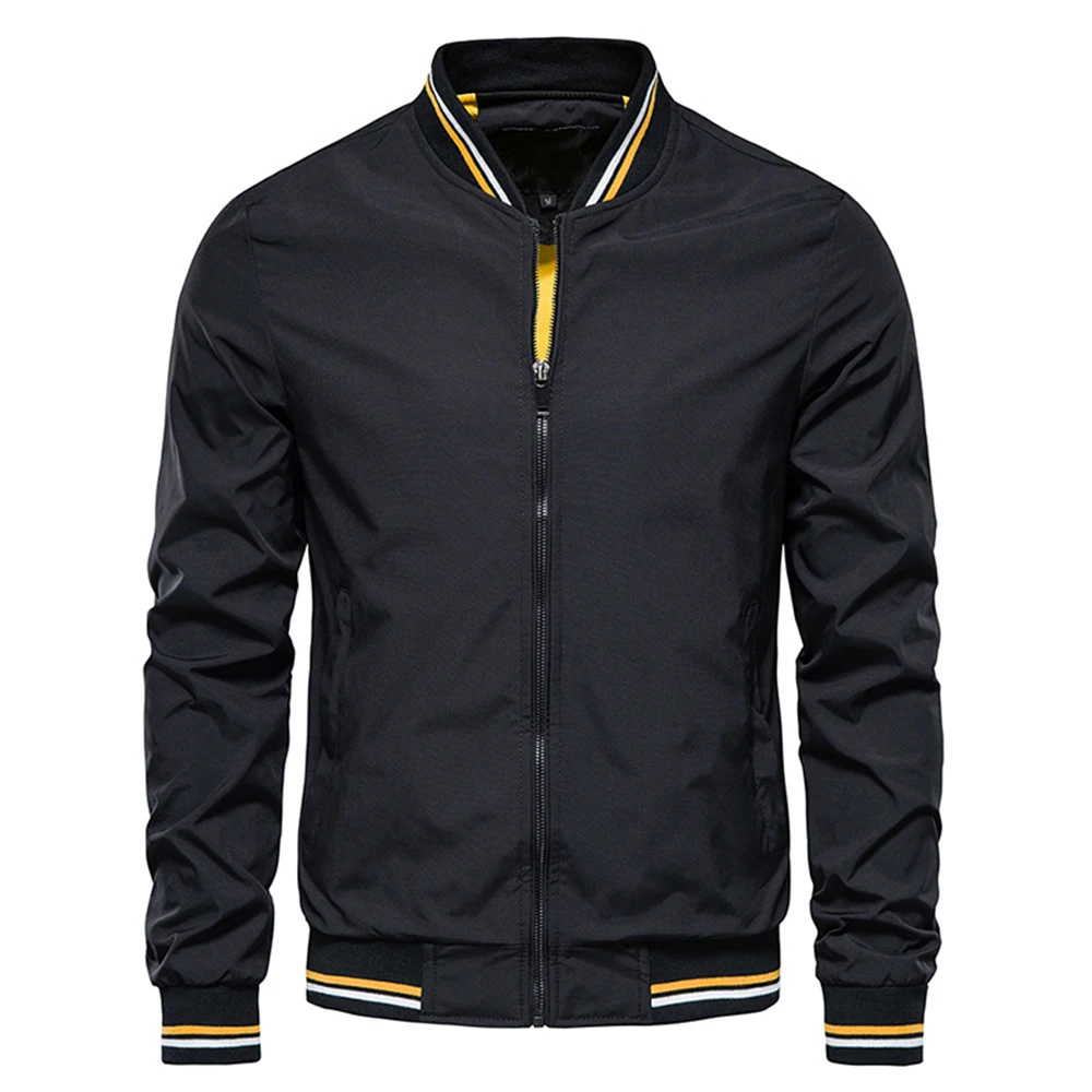 Chaqueta Bomber de béisbol para hombre, chaquetas ajustadas, informales, negras, de alta calidad, a la moda, primavera, verano, otoño