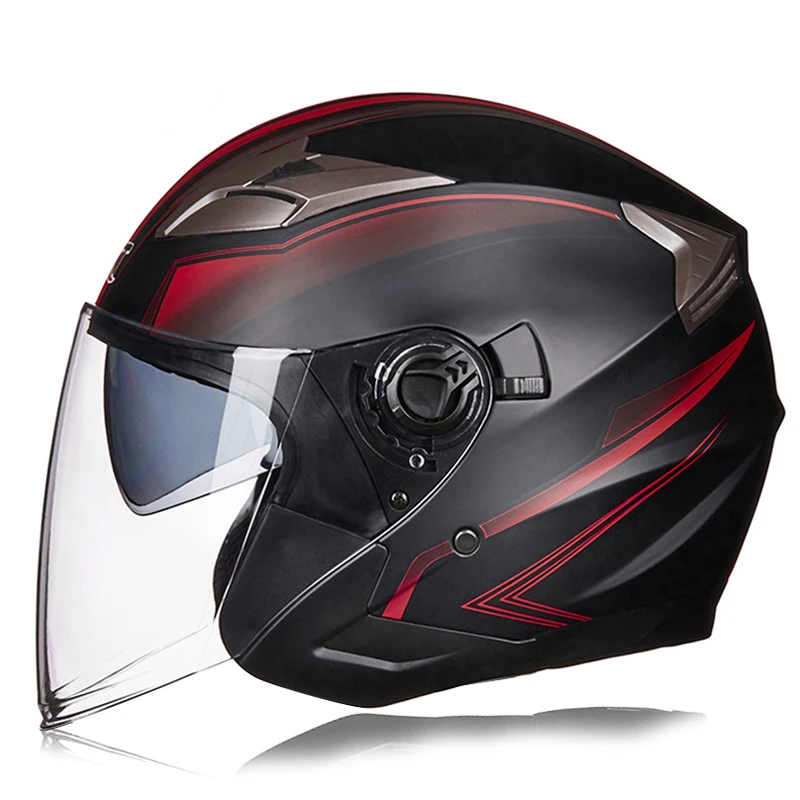 

Double Lens Half Face Motorcycle Helmet Men Women Cool Motorbike Head Guard Four Seasons motorcycle helmet