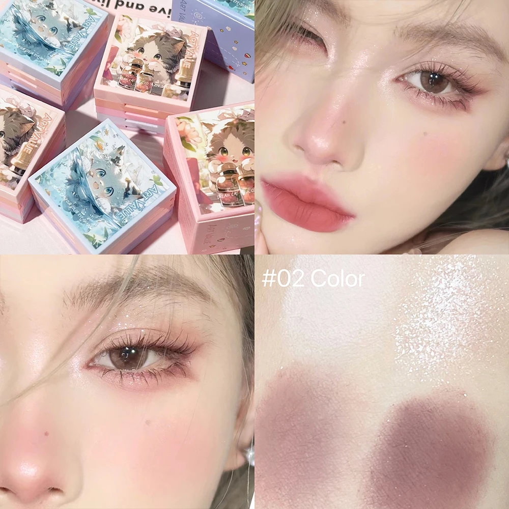 4-Farben-Glitzer-Lidschatten-Palette, koreanisches rosa Lidschatten-Puder, Pigmente, langanhaltendes Make-up, Textmarker, schimmernde Augenkosmetik